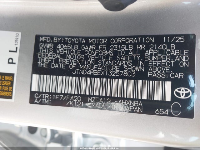 Toyota COROLLA SE 2026 JTND4MBEXT3257803 Image 9