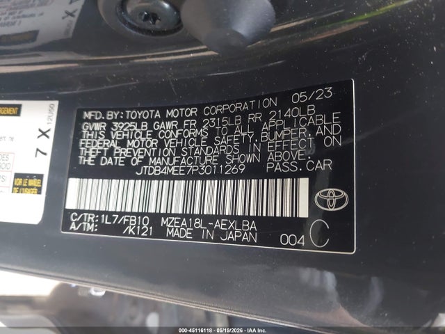 Toyota COROLLA LE 2023 JTDB4MEE7P3011269 Image 9