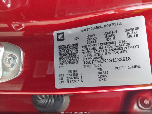 1GCPTEEK1S1133618 Chevrolet Colorado 4wd Trail Boss
