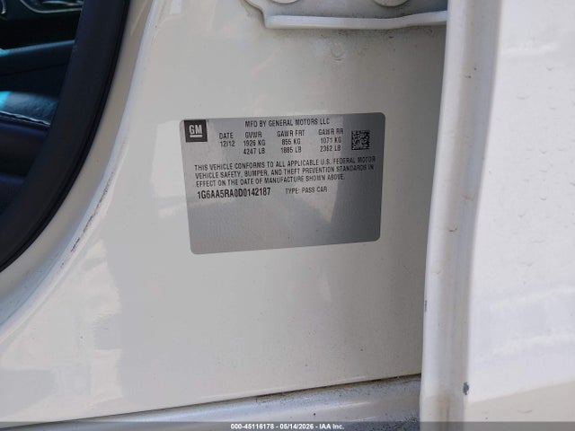 Aukcja sprzedaży 2013 Cadillac Ats Standard, vin: 1G6AA5RA0D0142187, numer aukcji: 45116178