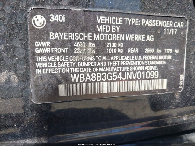 BMW 340i 2018 WBA8B3G54JNV01099 Image 9