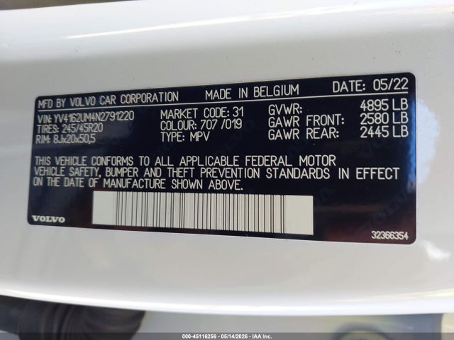 YV4162UM4N2791220 Volvo Xc40 T5 R-design