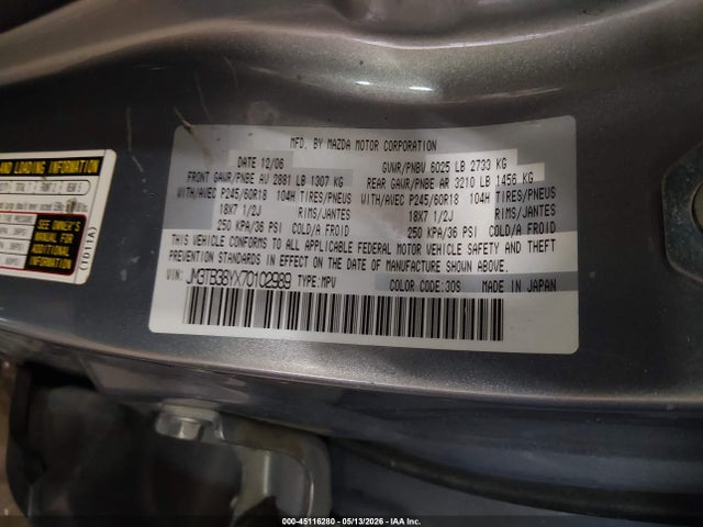Продаж на аукціоні авто 2007 Mazda Cx-9 Touring, vin: JM3TB38YX70102989, номер лоту: 45116280