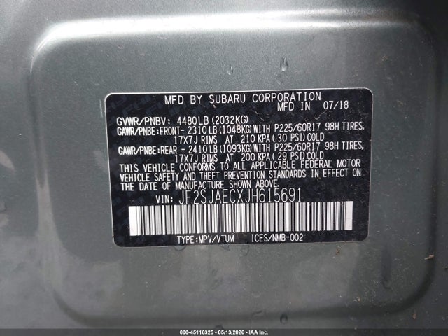 Subaru Forester 2.5i Premium 2018 JF2SJAECXJH615691 Image 9