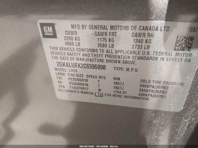 2012 Gmc Terrain Slt-1 მანქანა იყიდება აუქციონზე, vin: 2GKALUEK2C6395098, აუქციონის ნომერი: 45116397