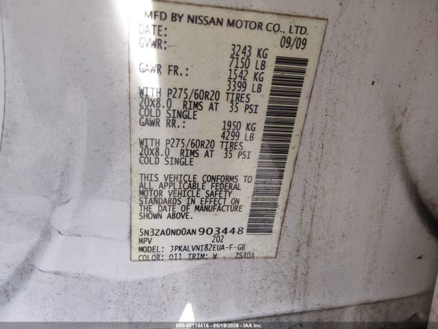 Продажа на аукционе авто 2010 Infiniti Qx56, vin: 5N3ZA0ND0AN903448, номер лота: 45116416