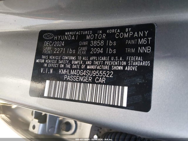 2025 Hyundai Elantra Sel Sport მანქანა იყიდება აუქციონზე, vin: KMHLM4DG4SU955522, აუქციონის ნომერი: 45116495