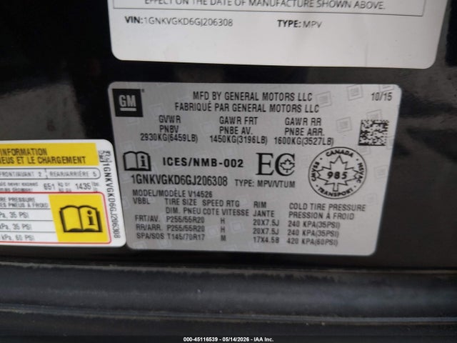 1GNKVGKD6GJ206308 Chevrolet Traverse 1lt