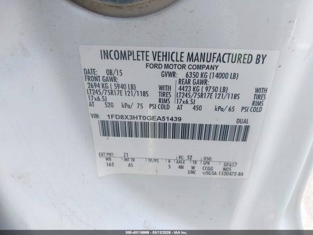 1FD8X3HT0GEA51439 Ford F-350 Chassis Xl