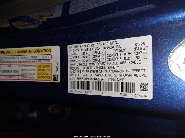 Honda Cr-v Ex Awd 2025 2HKRS4H40SH465724 Image 9