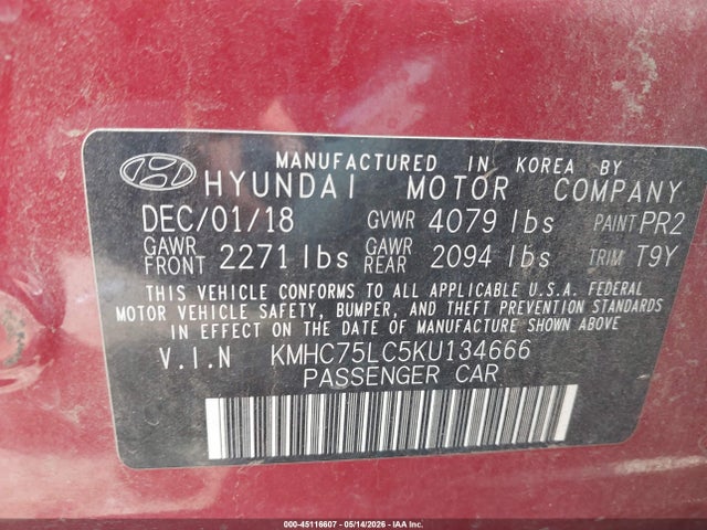 Продажа на аукционе авто 2019 Hyundai Ioniq Hybrid Sel, vin: KMHC75LC5KU134666, номер лота: 45116607