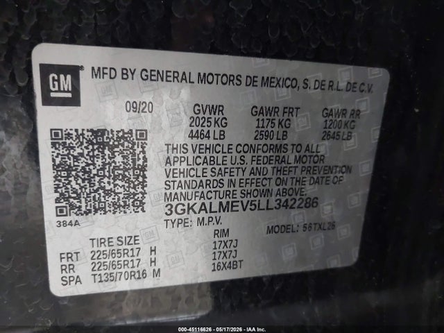 Продажа на аукционе авто 2020 Gmc Terrain Fwd Sle, vin: 3GKALMEV5LL342286, номер лота: 45116626