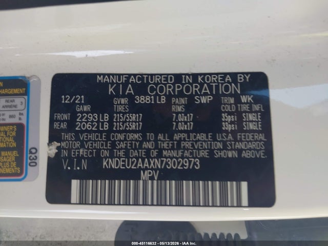 KIA SELTOS S 2022 KNDEU2AAXN7302973 Image 9