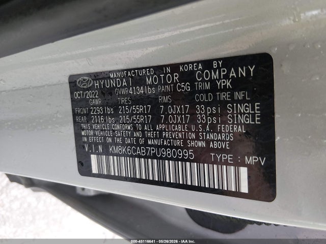 Продажа на аукционе авто 2023 Hyundai Kona Sel, vin: KM8K6CAB7PU980995, номер лота: 45116641