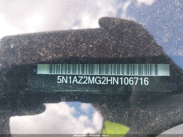 2017 Nissan Murano S მანქანა იყიდება აუქციონზე, vin: 5N1AZ2MG2HN106716, აუქციონის ნომერი: 45116652
