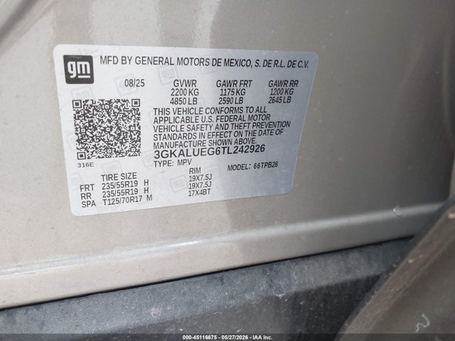 Продаж на аукціоні авто 2026 Gmc Terrain Awd Elevation, vin: 3GKALUEG6TL242926, номер лоту: 45116675