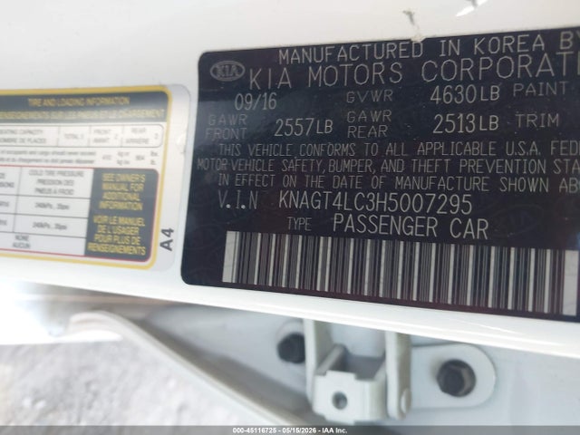 KIA OPTIMA HYBRID 2017 KNAGT4LC3H5007295 Image 9