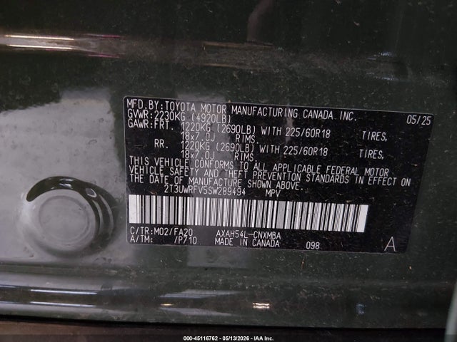 2T3UWRFV5SW289494 Toyota Rav4 Hybrid Woodland Edition
