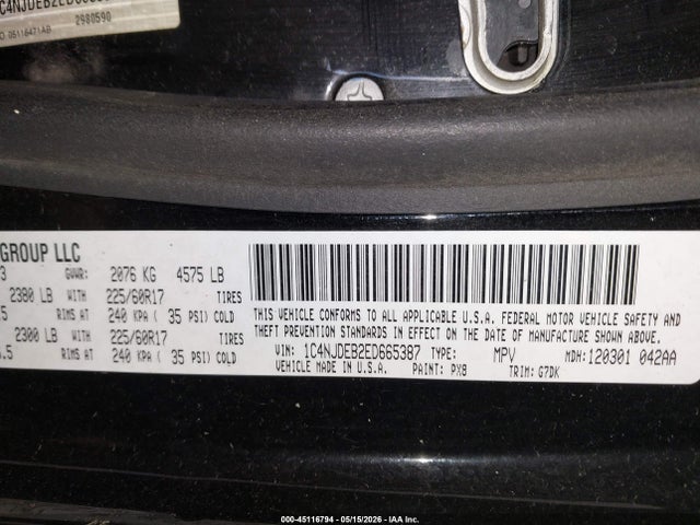 Aukcja sprzedaży 2014 Jeep Compass Latitude, vin: 1C4NJDEB2ED665387, numer aukcji: 45116794