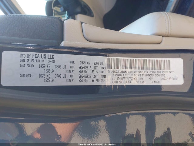 Aukcja sprzedaży 2018 Jeep Grand Cherokee Limited 4x4, vin: 1C4RJFBG7JC327061, numer aukcji: 45116906