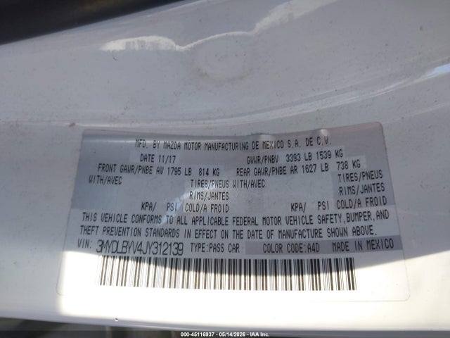 45116937 :رقم المزاد ، 3MYDLBYV4JY312139 vin ، 2018 Toyota Yaris Ia مزاد بيع