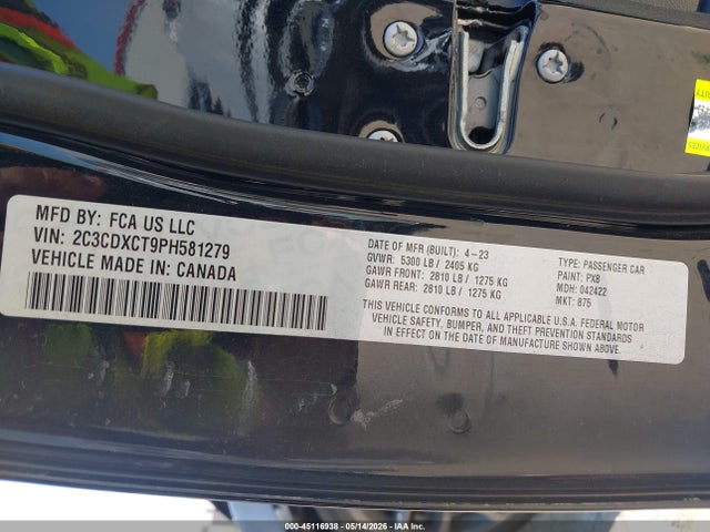 45116938 :رقم المزاد ، 2C3CDXCT9PH581279 vin ، 2023 Dodge Charger R/t مزاد بيع