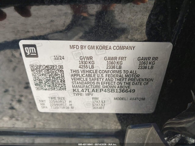 Aukcja sprzedaży 2025 Buick Envista Preferred Fwd, vin: KL47LAEP4SB136649, numer aukcji: 45116941