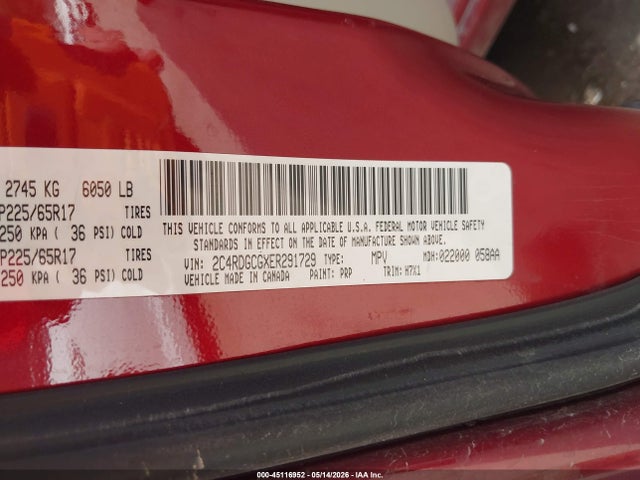 Продажа на аукционе авто 2014 Dodge Grand Caravan Sxt, vin: 2C4RDGCGXER291729, номер лота: 45116952