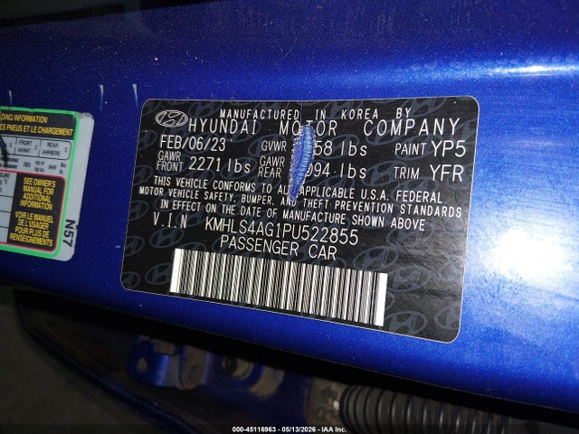 Продаж на аукціоні авто 2023 Hyundai Elantra Sel, vin: KMHLS4AG1PU522855, номер лоту: 45116963