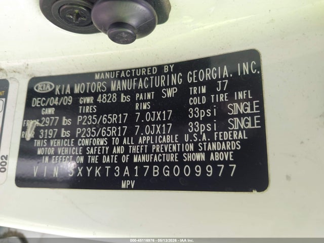 Aukcja sprzedaży 2011 Kia Sorento Lx, vin: 5XYKT3A17BG009977, numer aukcji: 45116976