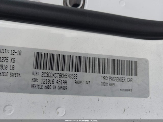 Продажа на аукционе авто 2019 Dodge Charger R/t Rwd, vin: 2C3CDXCT8KH578589, номер лота: 45116980