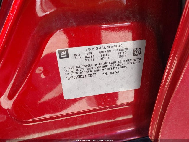 Aukcja sprzedaży 2014 Chevrolet Cruze 1lt Auto, vin: 1G1PC5SB2E7163337, numer aukcji: 45117053