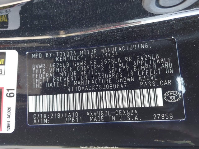 Toyota CAMRY LE 2025 4T1DAACK7SU080647 Image 9