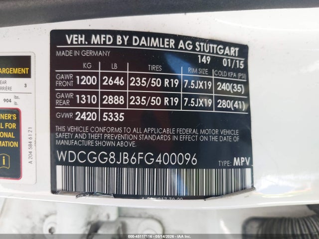 Продажа на аукционе авто 2015 Mercedes-benz Glk 350 4matic, vin: WDCGG8JB6FG400096, номер лота: 45117116