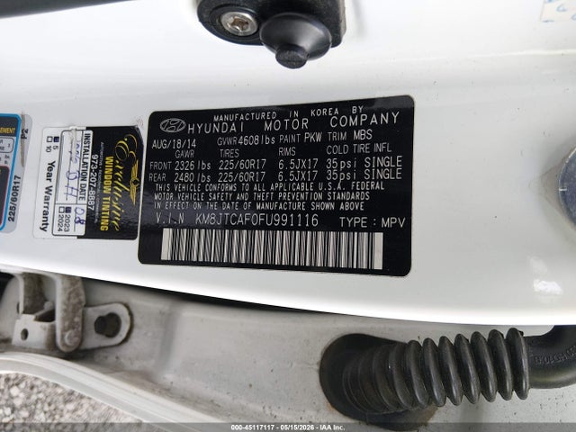 45117117 :رقم المزاد ، KM8JTCAF0FU991116 vin ، 2015 Hyundai Tucson Gls مزاد بيع