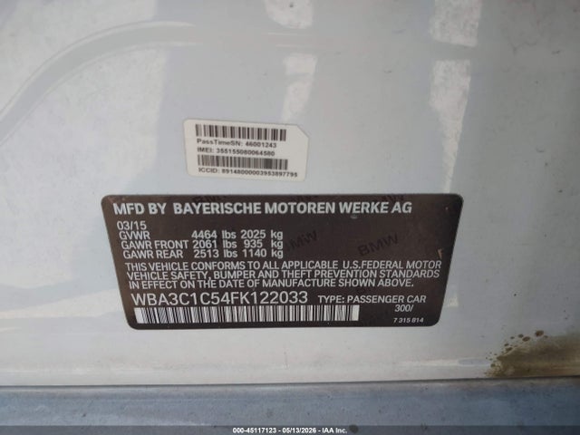 Aukcja sprzedaży 2015 Bmw 328i, vin: WBA3C1C54FK122033, numer aukcji: 45117123