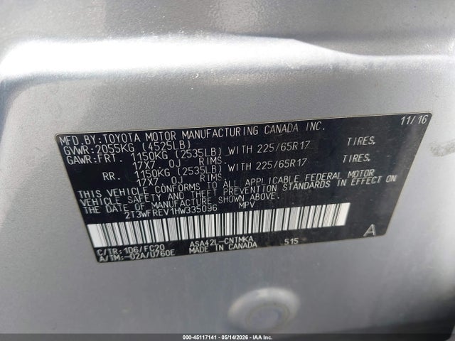 Toyota Rav4 Xle 2017 2T3WFREV1HW335096 Image 9