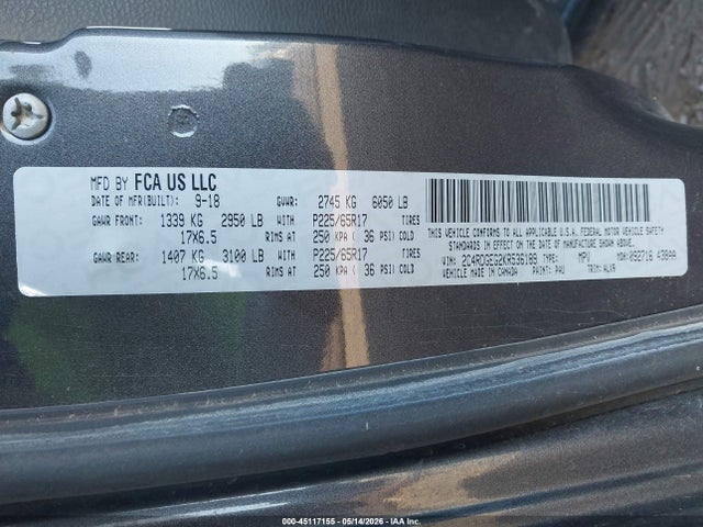 Auction sale of the 2019 Dodge Grand Caravan Gt, vin: 2C4RDGEG2KR536189, lot number: 45117155