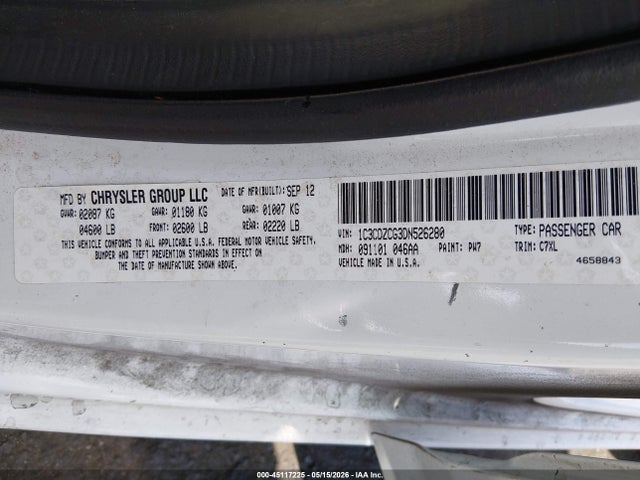 45117225 :رقم المزاد ، 1C3CDZCG3DN526280 vin ، 2013 Dodge Avenger Sxt مزاد بيع