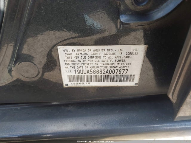 2002 Acura Tl 3.2 მანქანა იყიდება აუქციონზე, vin: 19UUA56682A007977, აუქციონის ნომერი: 45117296