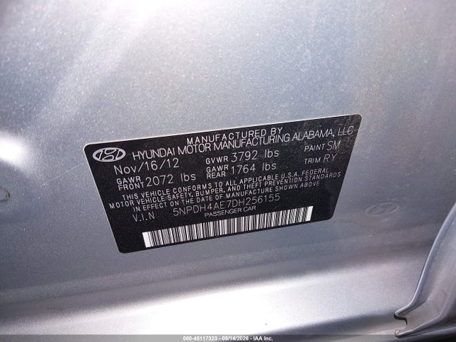 Aukcja sprzedaży 2013 Hyundai Elantra Limited, vin: 5NPDH4AE7DH256155, numer aukcji: 45117323