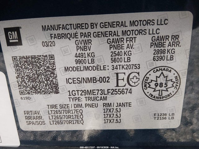 GMC Sierra 2500hd Sle 2020 1GT29ME73LF255674 Image 9