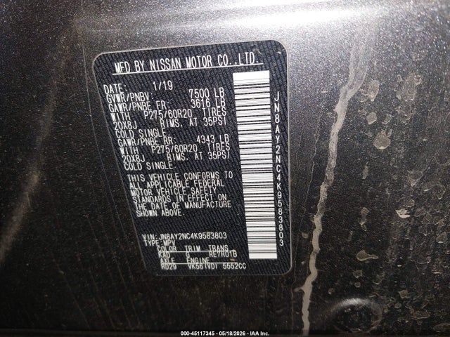 Nissan Armada Sl 2019 JN8AY2NC4K9583803 Image 9