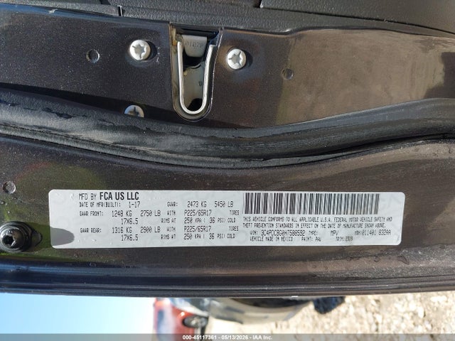 45117361 :رقم المزاد ، 3C4PDCBG0HT588592 vin ، 2017 Dodge Journey Sxt مزاد بيع