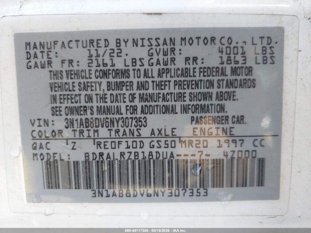 3N1AB8DV6NY307353 Nissan Sentra Sr Xtronic Cvt
