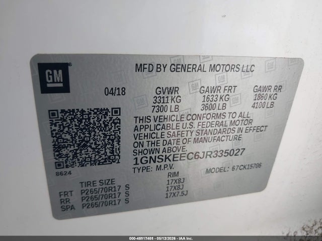 1GNSKEEC6JR335027 Chevrolet Tahoe Commercial Fleet