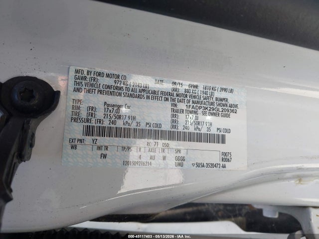 Aukcja sprzedaży 2016 Ford Focus Se, vin: 1FADP3K29GL209362, numer aukcji: 45117403