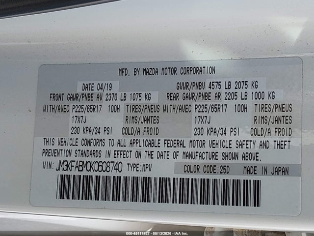 JM3KFABM0K0608740 Mazda CX-5 SPORT