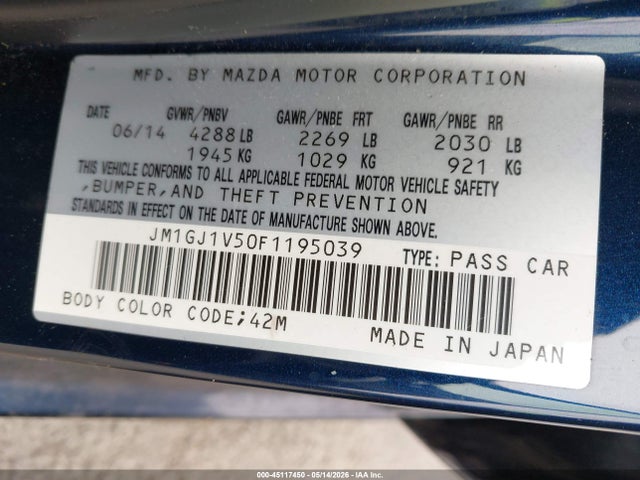 JM1GJ1V50F1195039 Mazda Mazda6 I Touring