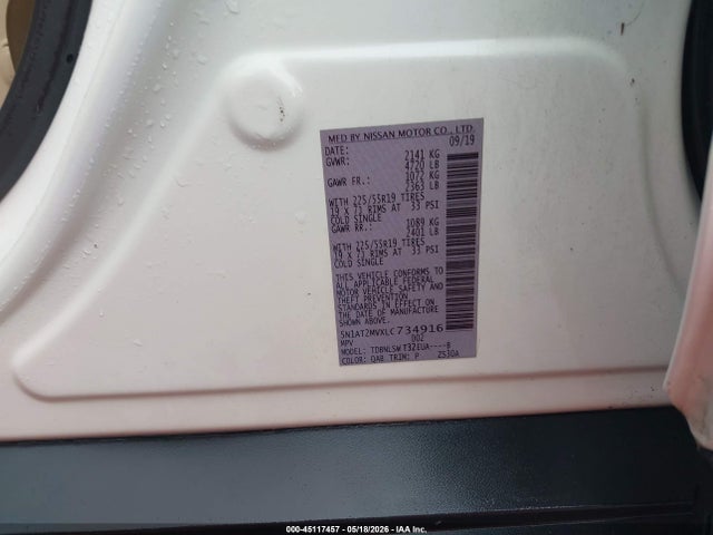 Продаж на аукціоні авто 2020 Nissan Rogue Sl Intelligent Awd, vin: 5N1AT2MVXLC734916, номер лоту: 45117457